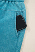 Mineral Wash Lace Up High Waist Patch Pocket Raw Hem Wide Leg Pants